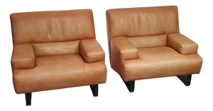 Thick Saddle Leather Love Seats from Machalke, Set of 2