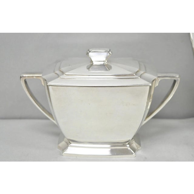 Art Deco Antique 1847 Rogers Bros "Legacy" Art Deco Silver Plated Tea Set - 3 Pc Set For Sale - Image 3 of 18