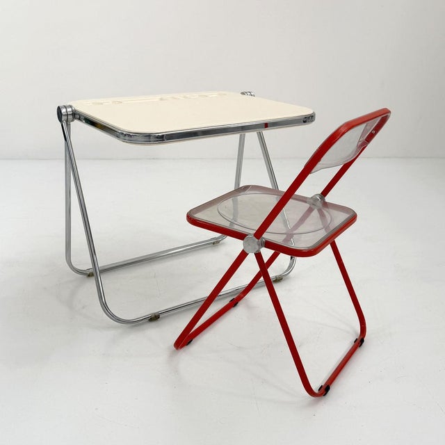 Metal Beige Platone Folding Desk by Giancarlo Piretti for Anonima Castelli, 1970s For Sale - Image 7 of 12