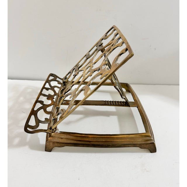 Vintage Ornate Brass Folding Book Stand For Sale - Image 10 of 12