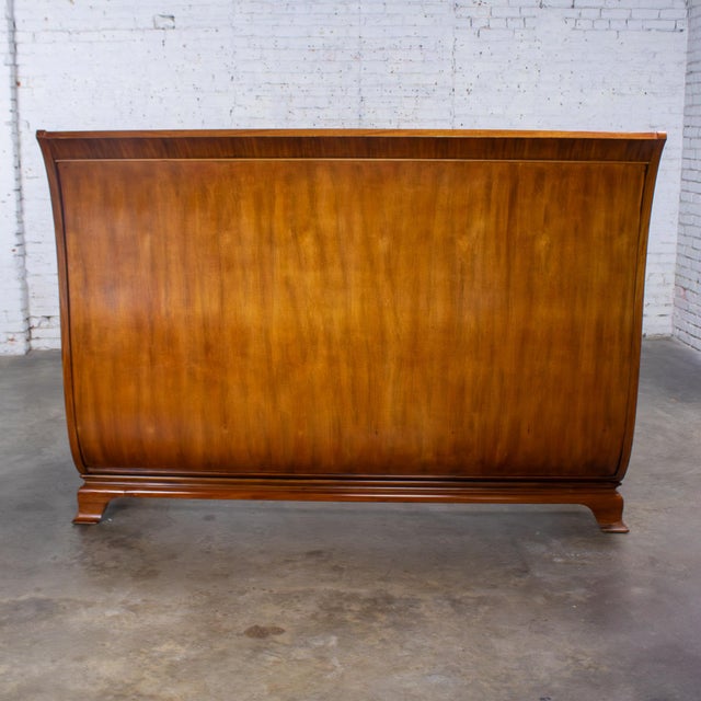 Late 20th Century Neoclassic Revival Arbus King Sleigh Bed W/Leather Upholstered Headboard 6000 Series by Henredon For Sale - Image 12 of 18