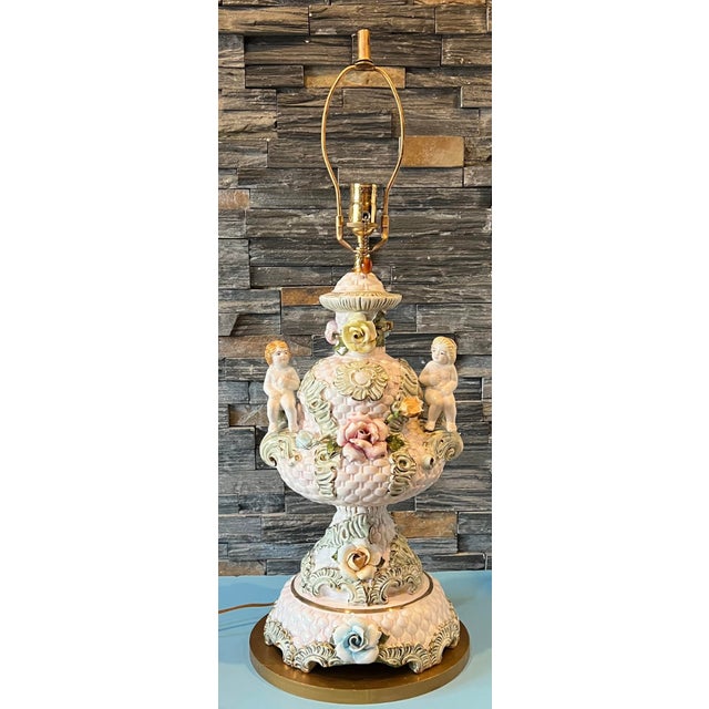 ❤️カポデモンテエンジェル　CAPODIMONTE イタリア8点セット Vintage 1960s Italian Capodimonte 8-Arm Porcelain Chandelier