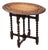 Antique Carved Tiger Oak Folding Tea Coffee Table Barley Twist End of XIXth Century For Sale