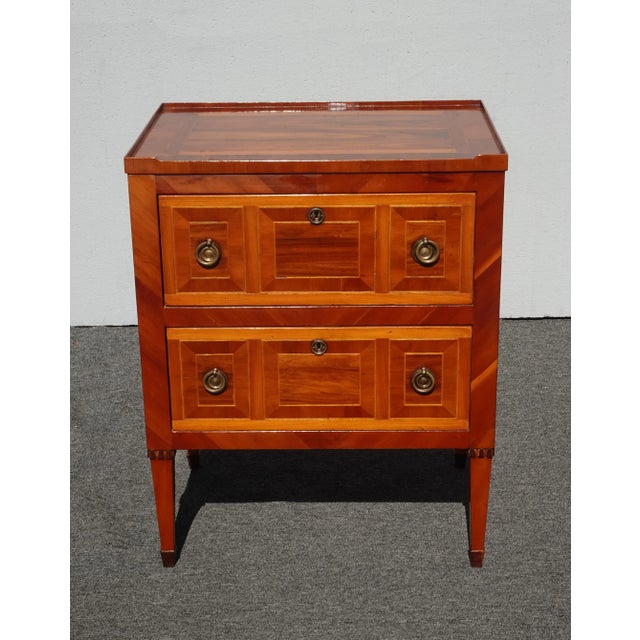 Alfonso Marina Vintage Alfonso Marina Brown Side Table ~ Neoclassical Design Inlays Entry Table For Sale - Image 4 of 13