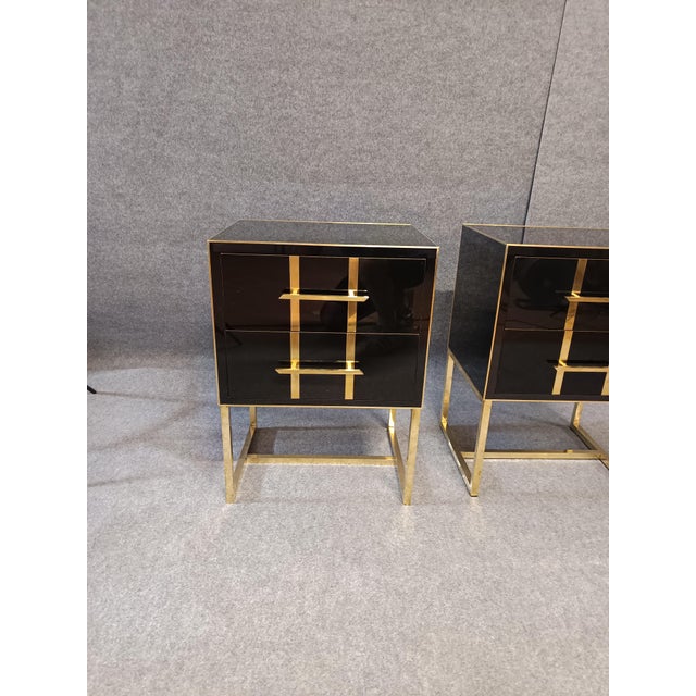 Contemporary Black Glass Side Tables from Justfurnituress SRL, Set of 2 For Sale - Image 3 of 12