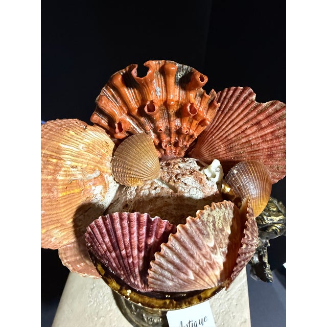 Baroque Celestial Meets the Sea-Shell Incrusted Candleholder-Coastal Art Sculpture For Sale - Image 3 of 8