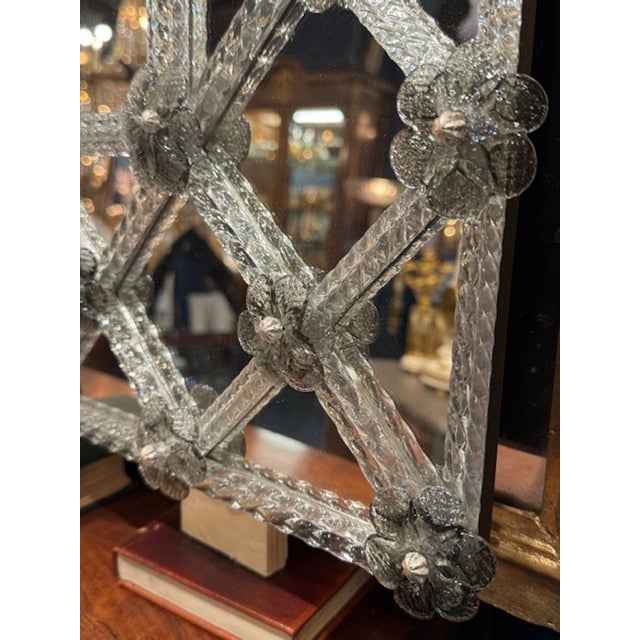 Pair of Italian Murano Lattice Mirrors For Sale - Image 4 of 5