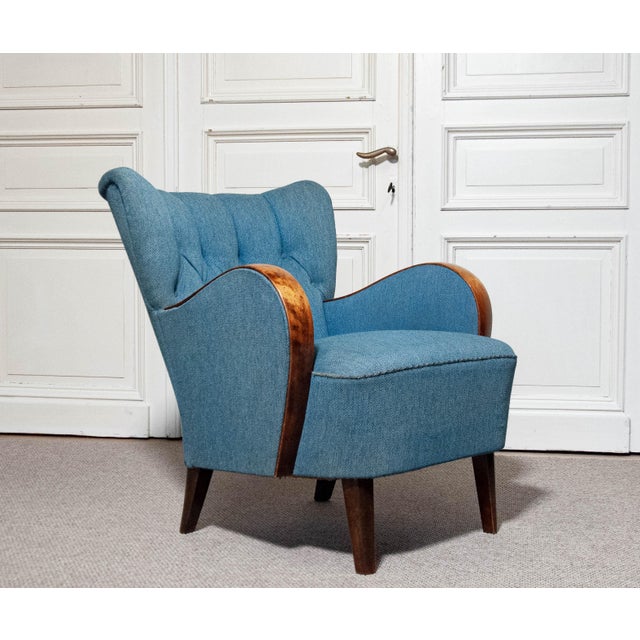 Art Nouveau Swedish Club Chair, 1940s For Sale - Image 6 of 9