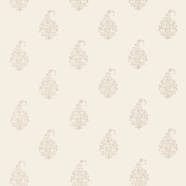 Contemporary Sample - Schumacher Kerala Paisley Wallpaper in Oyster For Sale - Image 3 of 3