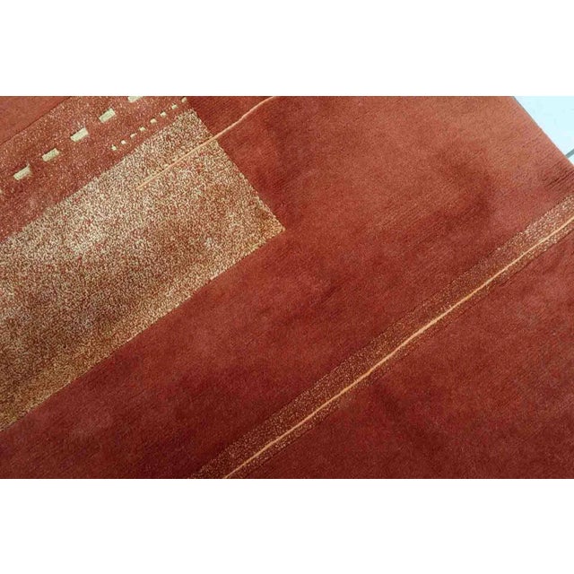 Handmade vintage Tibetan Khaden rug in modern geometric design. The rug is from the end of 20th century in original good...