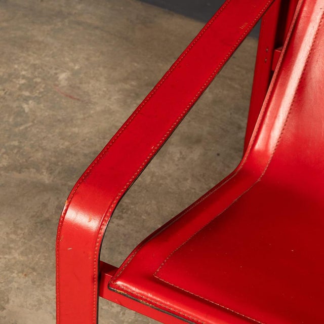 20th Century Italian Red Leather Chair by Toussaint & Angeloni for Matteo Grassi, 1970 For Sale - Image 12 of 18