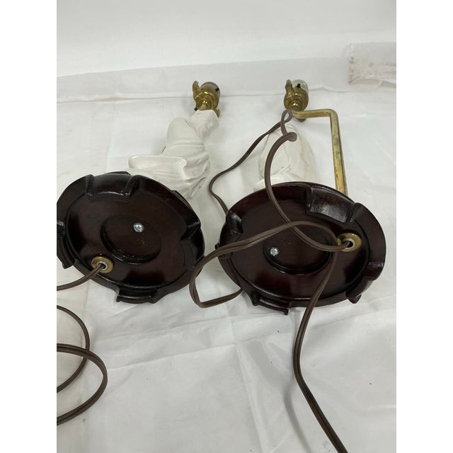 Pair of Asian Style Vintage Blank De Chine Porcelain Figural Lamps For Sale - Image 12 of 12
