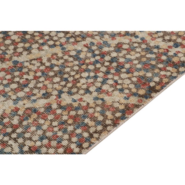 Rug & Kilim Distressed Abstract Rug in Brown, Red & Blue Dots Pattern by Rug & Kilim For Sale - Image 4 of 7