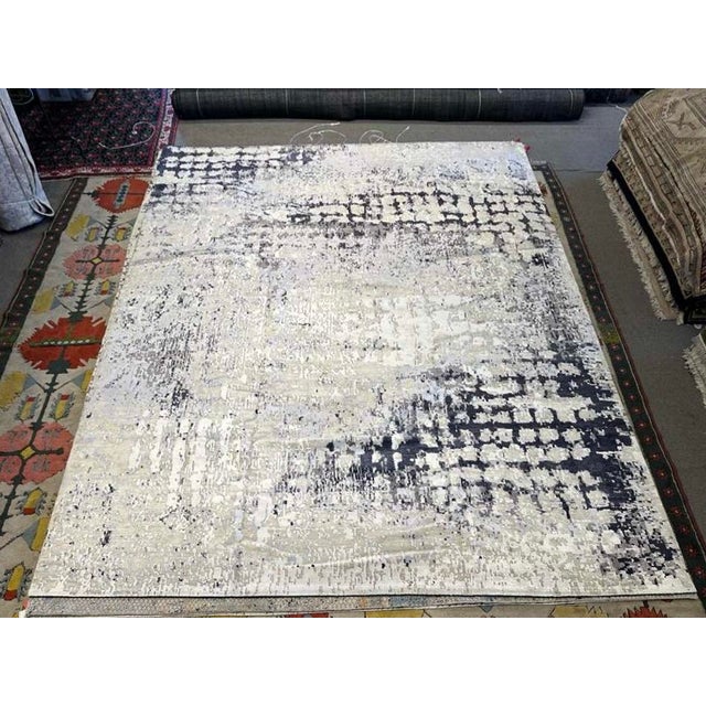 Abstract Contemporary Nepalese Abstract Rug in Wool, 10' X 14' For Sale - Image 3 of 5