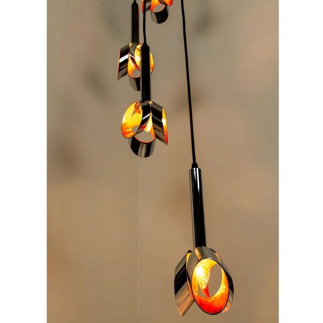 Cascade Fixture with Six Chrome and Orange Pendants in Raak Style, 1970s For Sale - Image 17 of 18