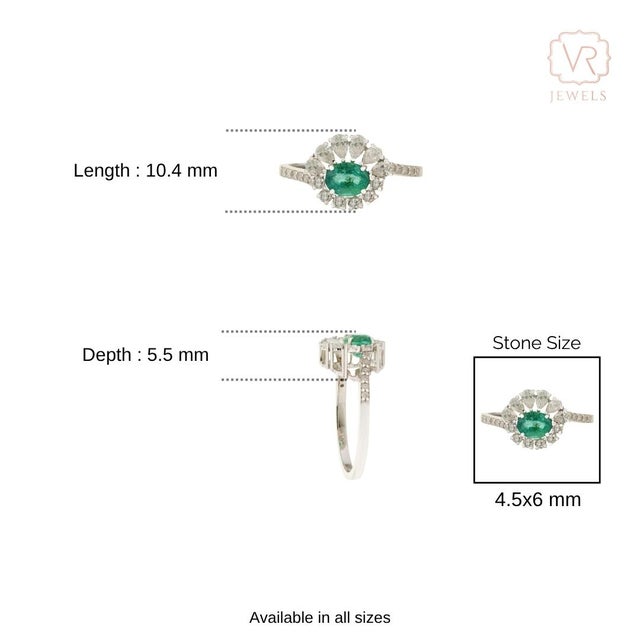 Vintage-Inspired Natural Emerald Diamond Sunburst Halo Ring in 18k Gold Size 4 For Sale - Image 12 of 16