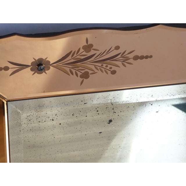 Large Venetian Rectangular Bronze Wall Mirror with Etched Details, Italy, 1920s For Sale - Image 4 of 14