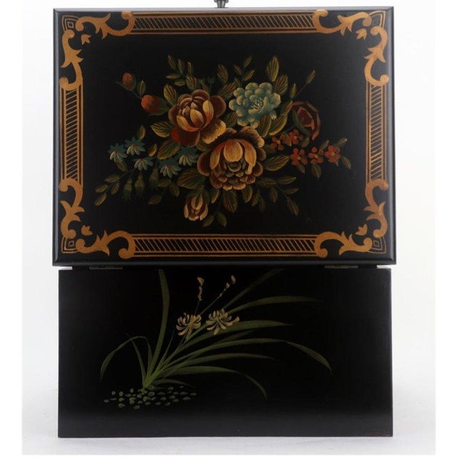 Tole Painted Black Lacquer Silverware Flatware Chest For Sale - Image 11 of 12