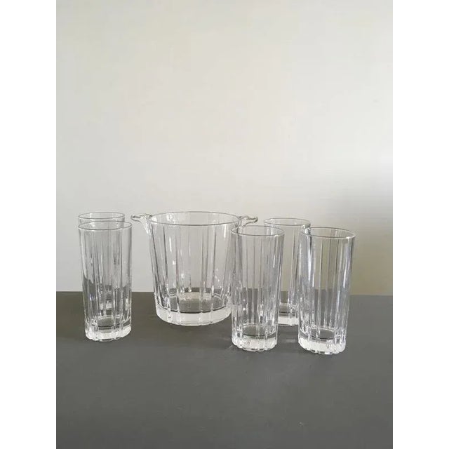 Post-Modern Clear Bar Glasses with Ice Bucket, Set of 6 For Sale - Image 4 of 17