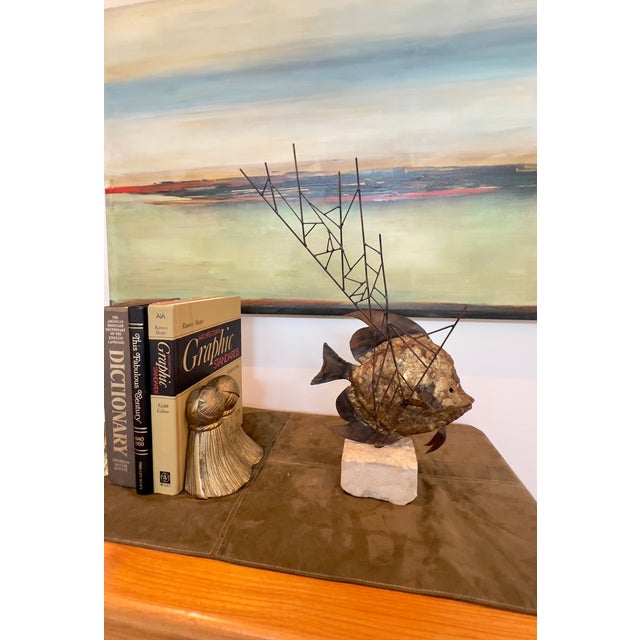 Brutalist Late 20th C. Artist-Signed Brutalist Fish Sculpture For Sale - Image 3 of 9