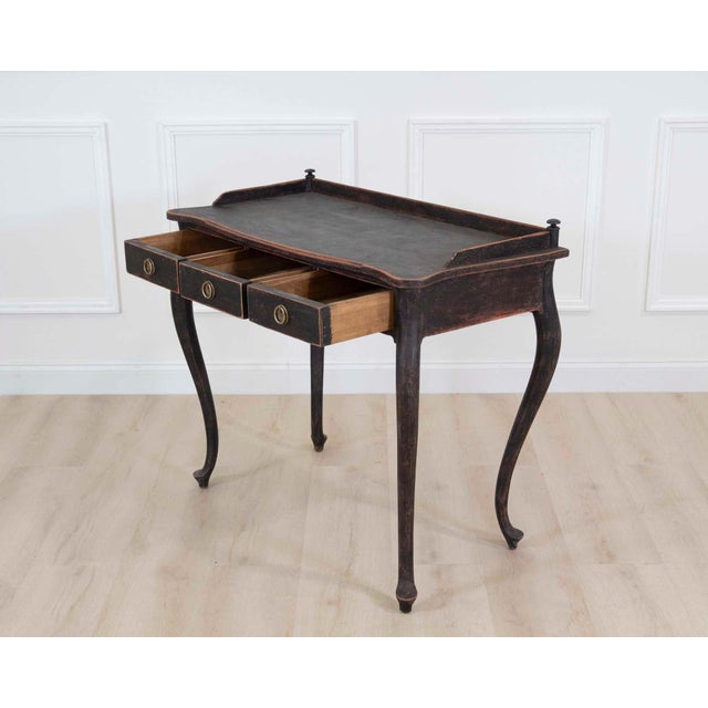 Mid 20th Century Swedish 20th Century Black Rococo-Style Writing Desk For Sale - Image 5 of 8