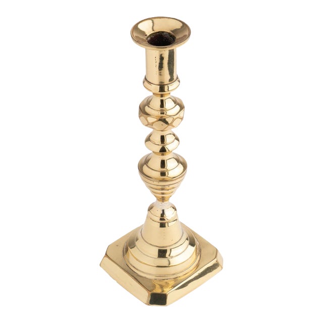 English Cast Brass Beehive Push-Up Candlestick. C. 1840 For Sale
