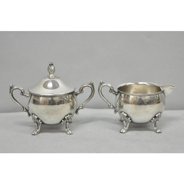 Vintage Sheridan Victorian Silver Plated Footed Lidded Sugar Bowl & Creamer Set For Sale - Image 12 of 12