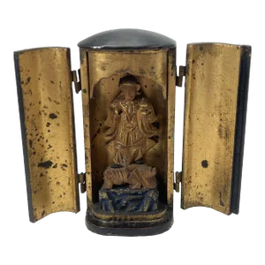Antique Japanese Meiji Period Lacquer & Giltwood Zushi Shrine, Traveling Alter