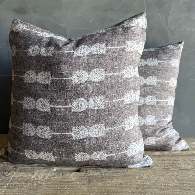 Nadia Floral Linen Pillow For Sale - Image 4 of 9