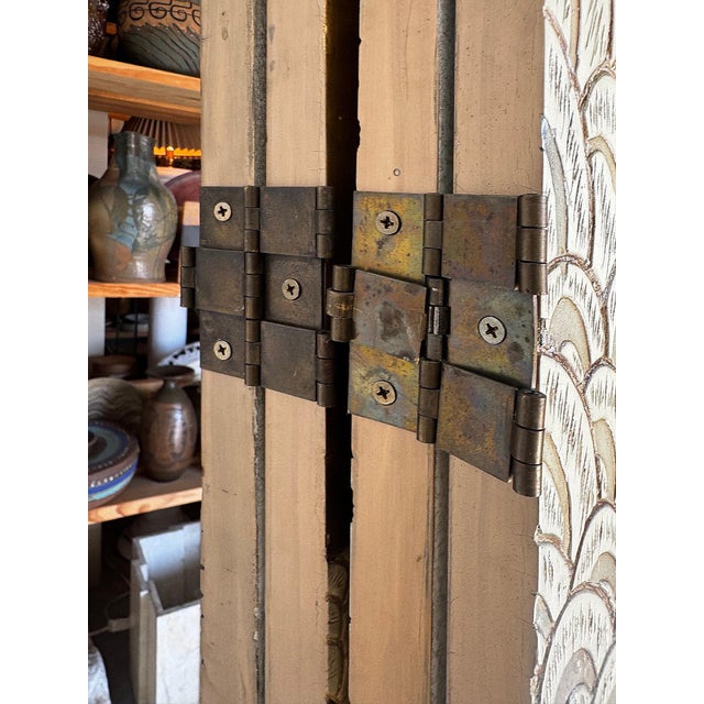 Vintage Gilt Peacock 4-Panel Folding Screen, Maitland Smith Attributed, Asian Modern For Sale In Miami - Image 6 of 6