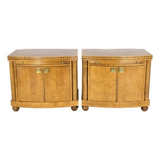 1980s Pair of Hickory White "Genesis Collection" Biedermeier Style Cabinet Nightstands For Sale