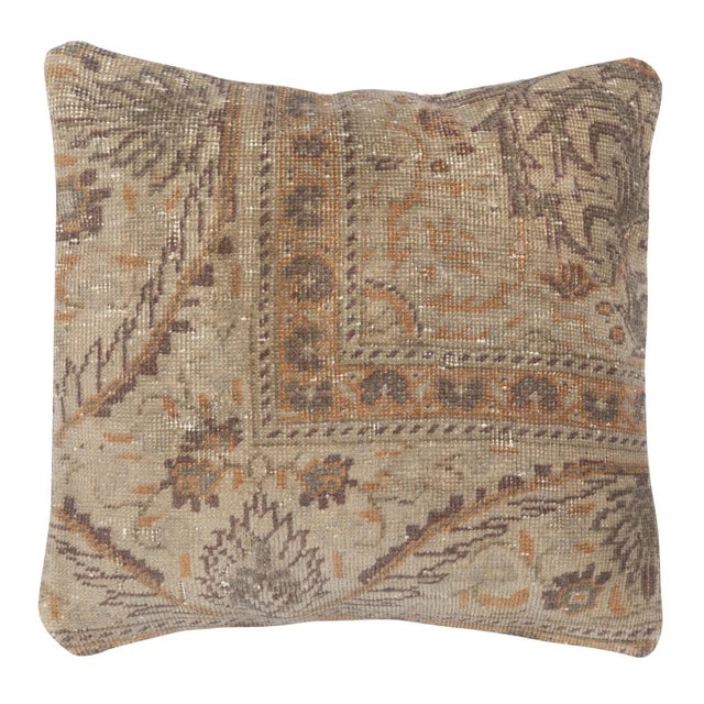 Traditional 16"x16" SET OF 2 - Handmade Wool Rug Cushion Covers. Vintage Toss Pillow Covers For Sale - Image 3 of 4