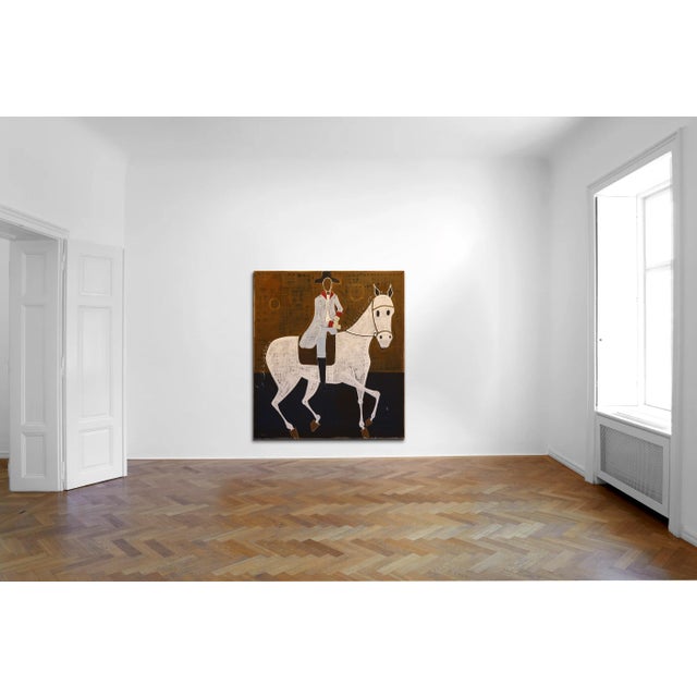 This large figurative oil painting is a reinterpretation of a painting by John Wootton, Portrait of a man on horseback,...