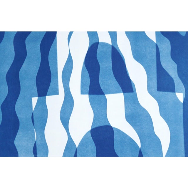 Mid-Century Modern 2025, Desert Modernism Style, Cyanotype Print on Watercolor Paper, Surreal Desert Landscape by Kind of Cyan For Sale - Image 3 of 8