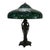 1920s Tiffany Style Classic Arts & Crafts Green Leaded Stained Glass Table Lamp For Sale - Image 9 of 13