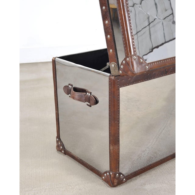Timothy Oulton Steel and Leather London Steamer Hat Trunk For Sale - Image 17 of 18