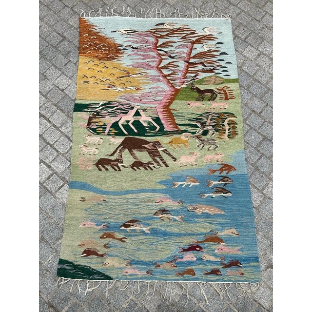 Mid-Century Egyptian tapestry (in style of Egyptian Ramsès Wissa Wassef School Tapestries), with beautiful design of the...