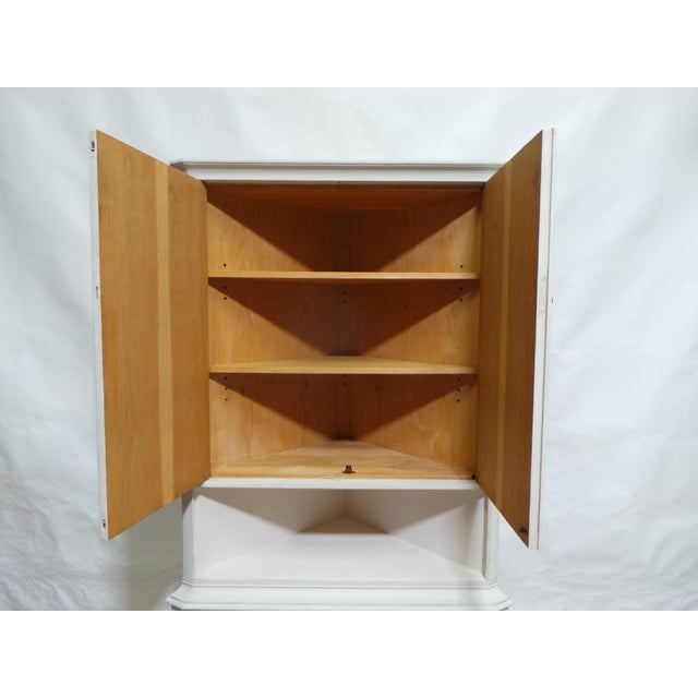 This is a unique Swedish Gustavian style 4 door corner cabinet. I was just restored and repainted with Milk Paints "Oyster...