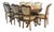 Vintage Italian Provincial Baroque-Style Floral Marquetry Dining Table and 8 Chairs For Sale