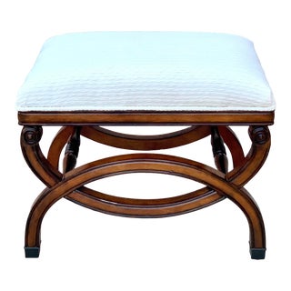 1990s Curule Base Ottoman Newly Reupholstered For Sale