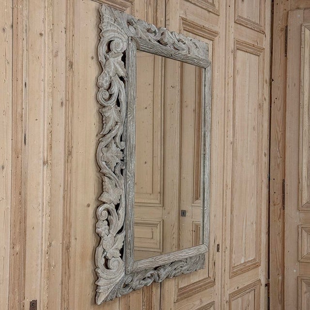 Antique French Renaissance Hand-Carved Ceruse Oak Mirror For Sale - Image 16 of 18