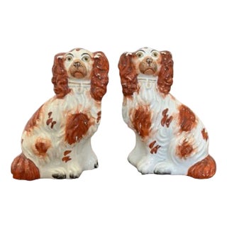 Antique Victorian Seated Spaniels Figurine, 1880, Set of 2 For Sale