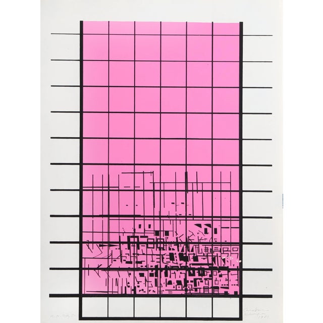 Mid-Century Modern Risaburo Kimura, City 50, Silkscreen For Sale - Image 3 of 3