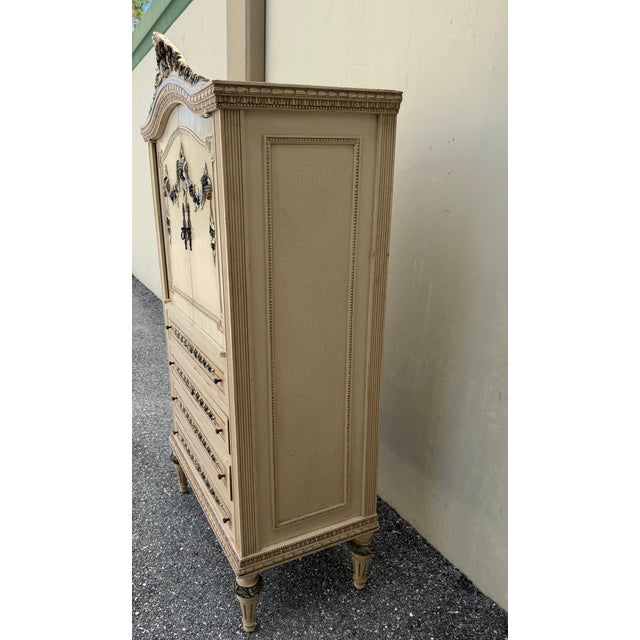 1920s French Provincial Louis XV Style Hand-Painted Jewelry Armoire/Lingerie Chest For Sale - Image 11 of 15