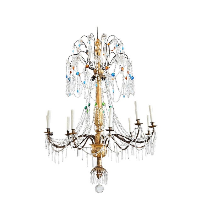 Italian 18th Century Massive Giltwood and Crystal Chandelier For Sale - Image 10 of 10
