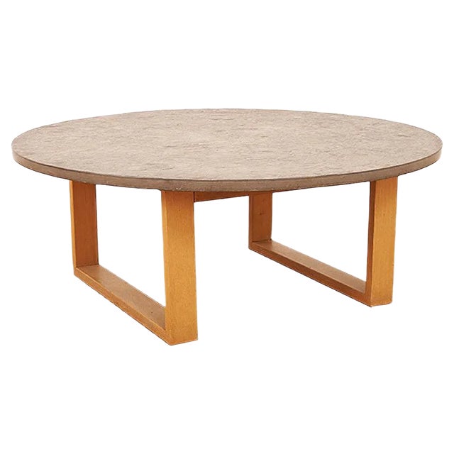 Coffee Table with Solid Beech Frame & Loose Limestone Top, 1960s or 1970s For Sale