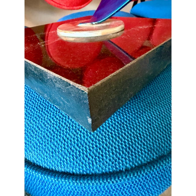 Large Modern Metal Ribbon Chrome Blue Sculpture Marble Base Brutalist Kinetic For Sale - Image 16 of 16