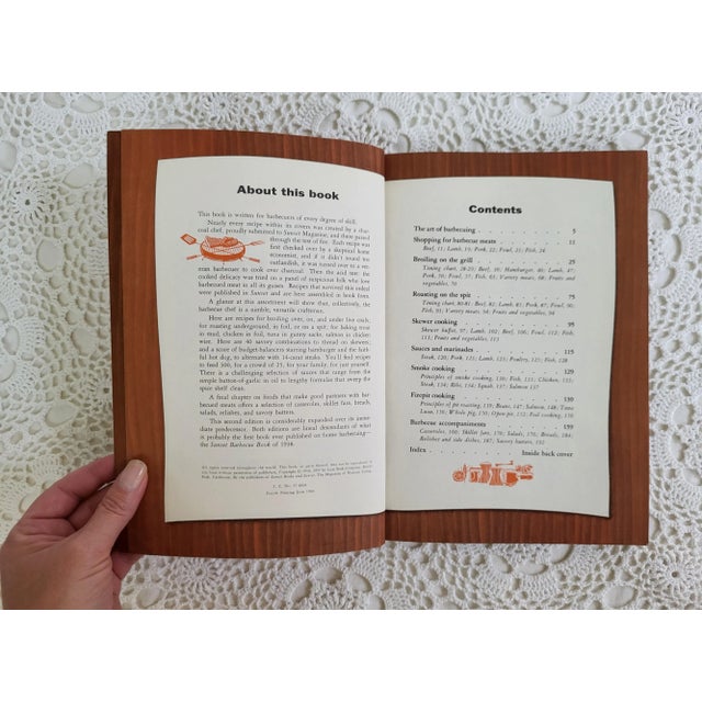 A Sunset Barbecue Cookbook from 1957 featuring so many all- American recipes. It measures 10" x 7" x 3/4" and is in...