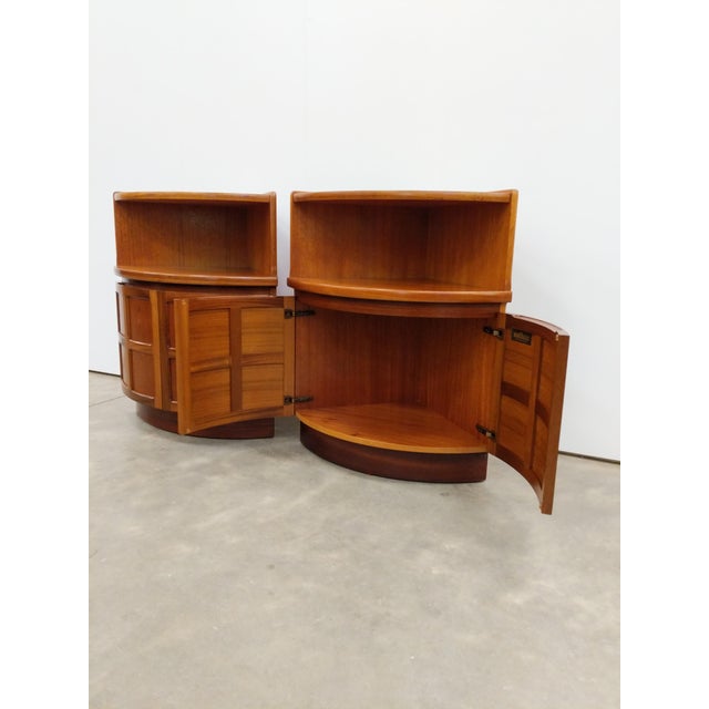 1960s Pair of Vintage Mid Century Modern Teak Low Corner Cabinets by Nathan For Sale - Image 5 of 9