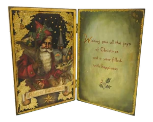 Vintage Father Christmas Folding Holiday Plaque